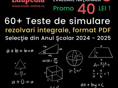 60 Teste de matematica pentru Evaluarea Nationala 2024 si 2025, clasa a VIII-a, rezolvate integral PDF
